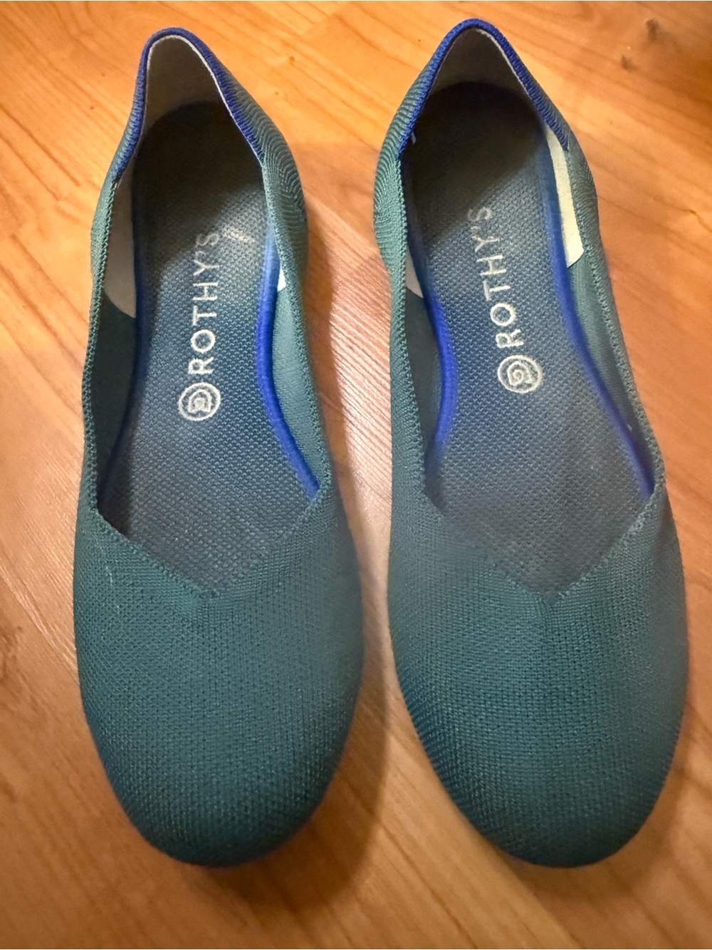 Rothy's Women's Pointed Toe Knit Slip-On Flats Comfort Green/Blue US 10.5 - Picture 3 of 9